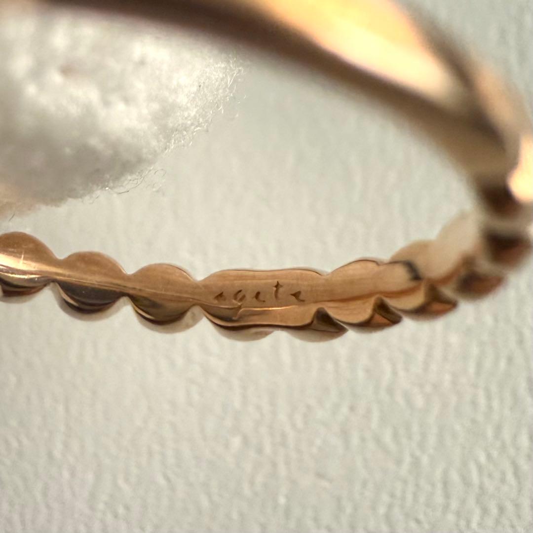 agete アガット K10 フリルリング 5号 ピンクゴールド ダイヤモンド