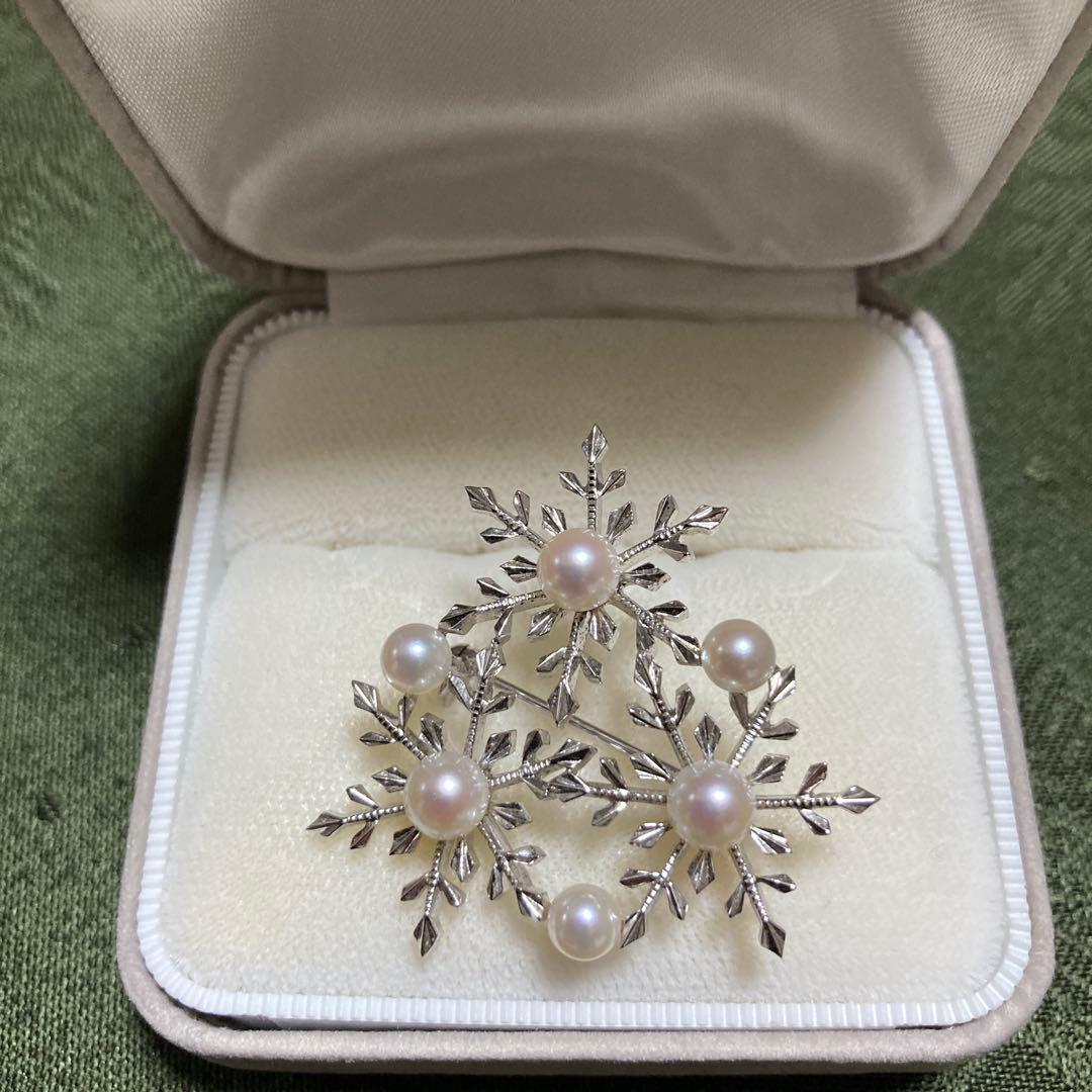 美品　ミキモト　パールブローチ 雪の結晶
