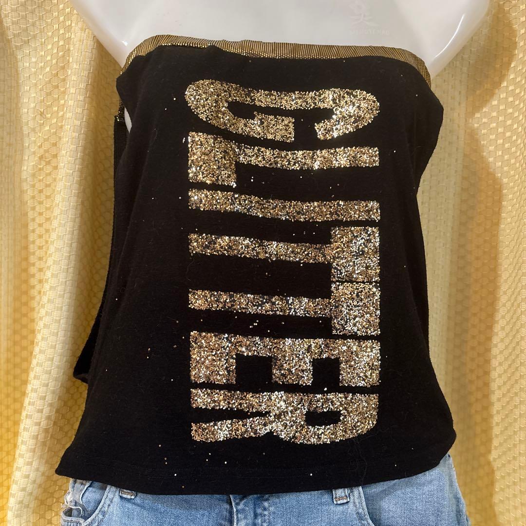 GLITTER ベアトップ 黒