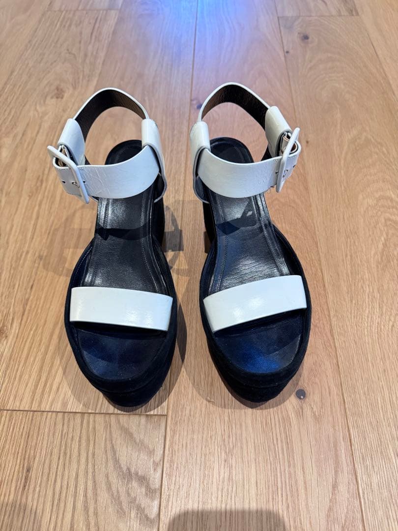プラットフォームサンダル 白黒　36