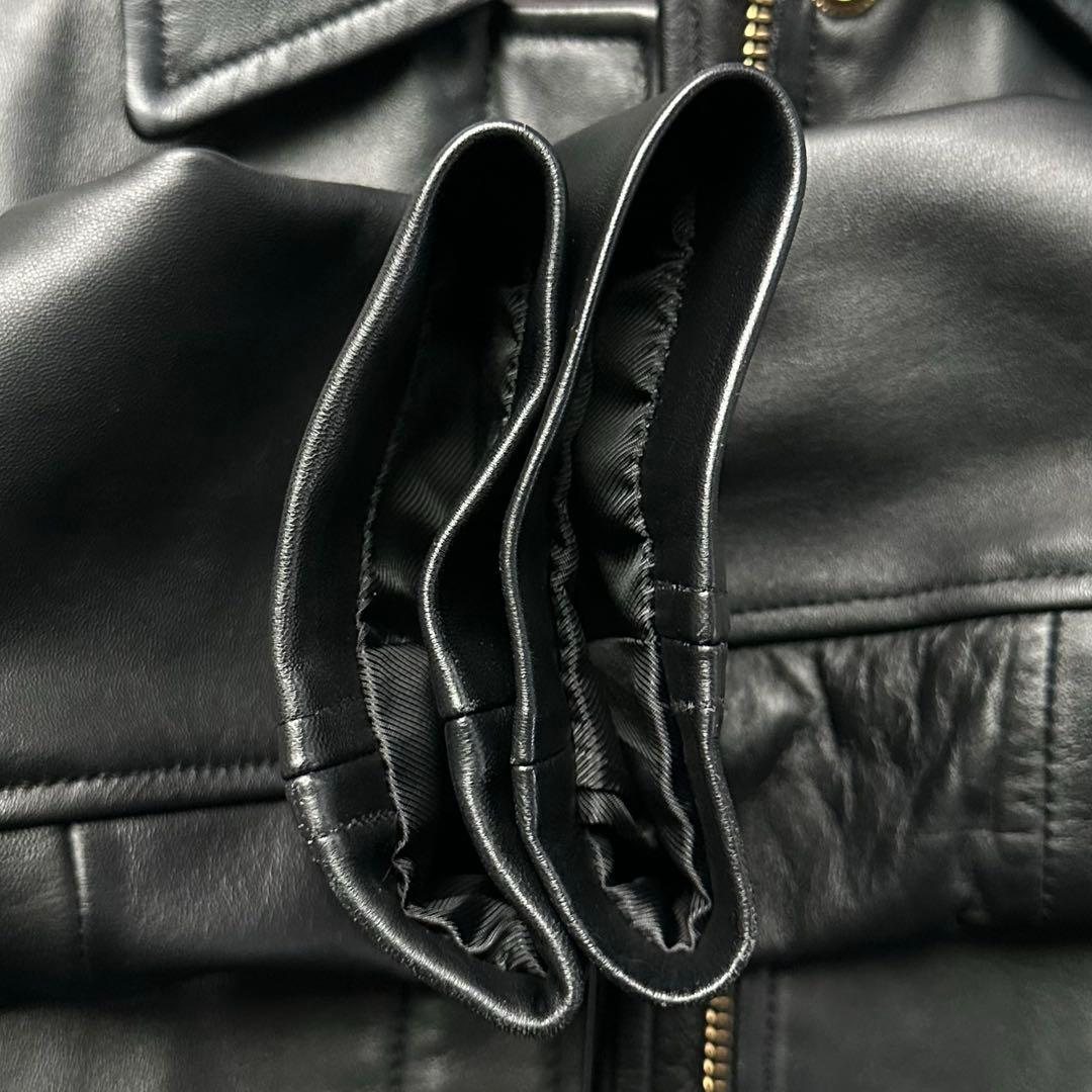 極美品 コーチ シグネチャー 本革 ライダース シングル レディース 黒 S