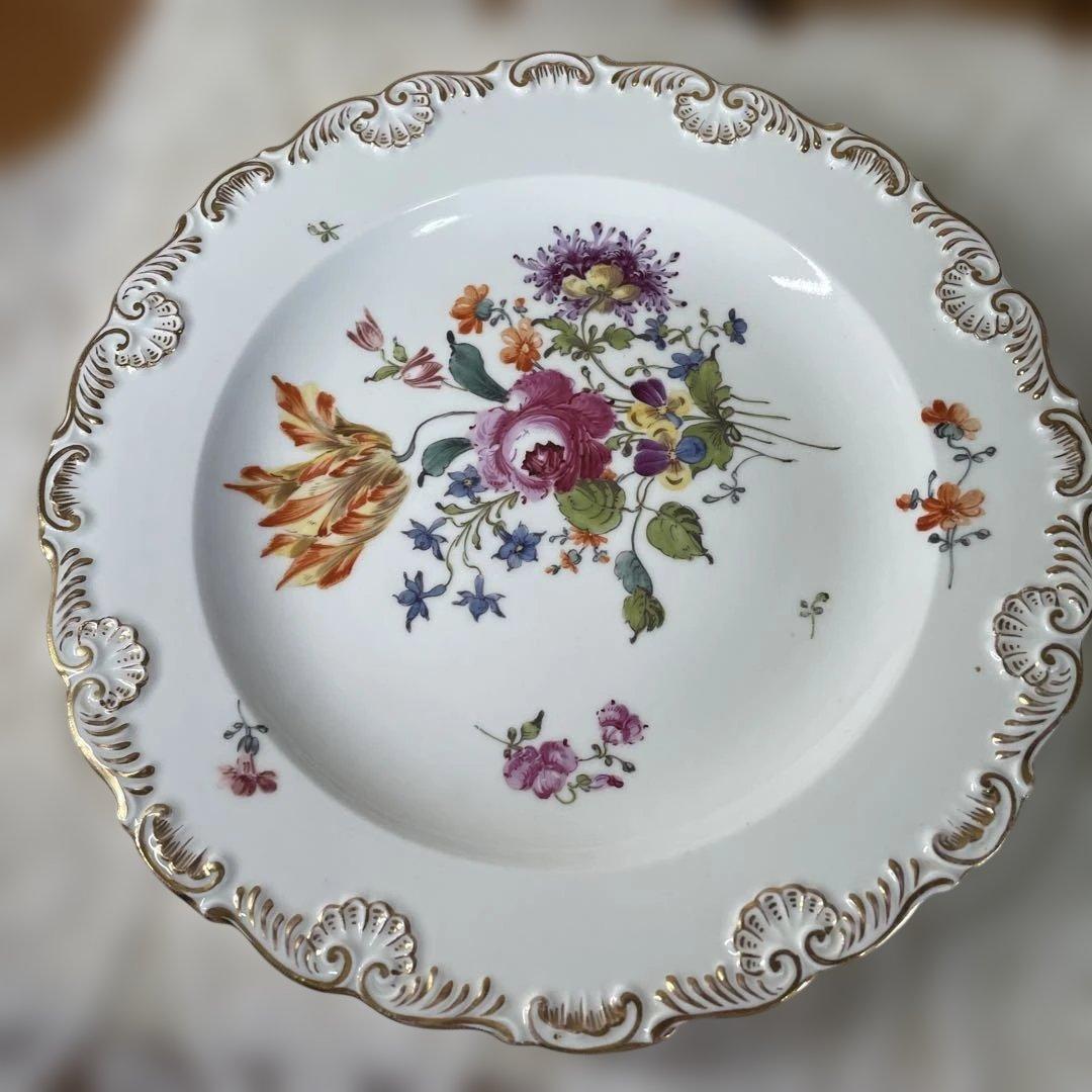 マイセン　アンティーク 花柄の陶磁器プレート