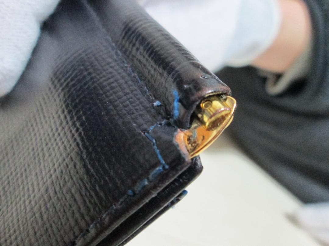 GLEN マネークリップ エンボス ダークブルー 小銭入れ付き