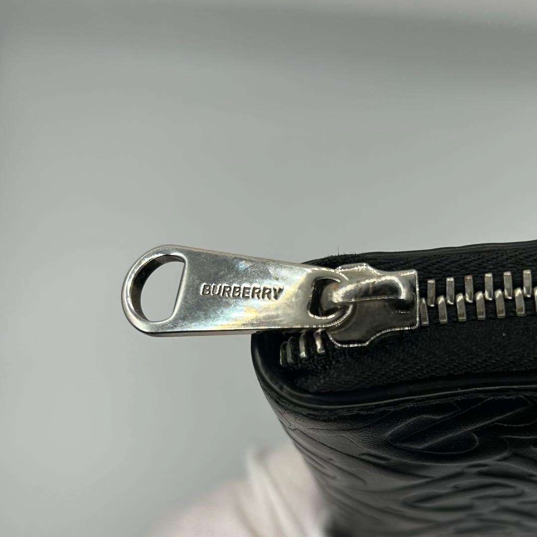 現行✨BURBERRY モノグラムTB ラウンドファスナー 長財布 保存袋 黒