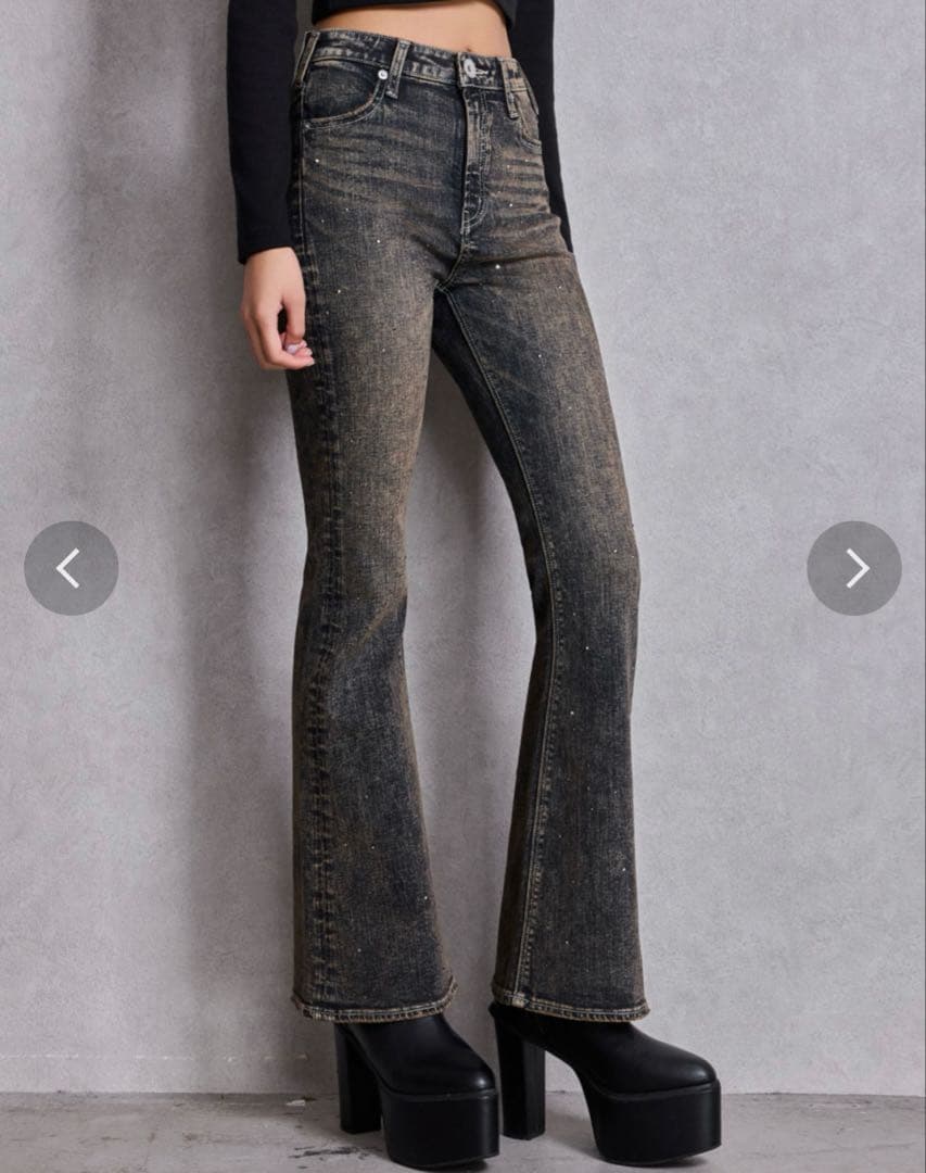 GYDA ハイウエスト bijou フレアデニム XS インディゴ