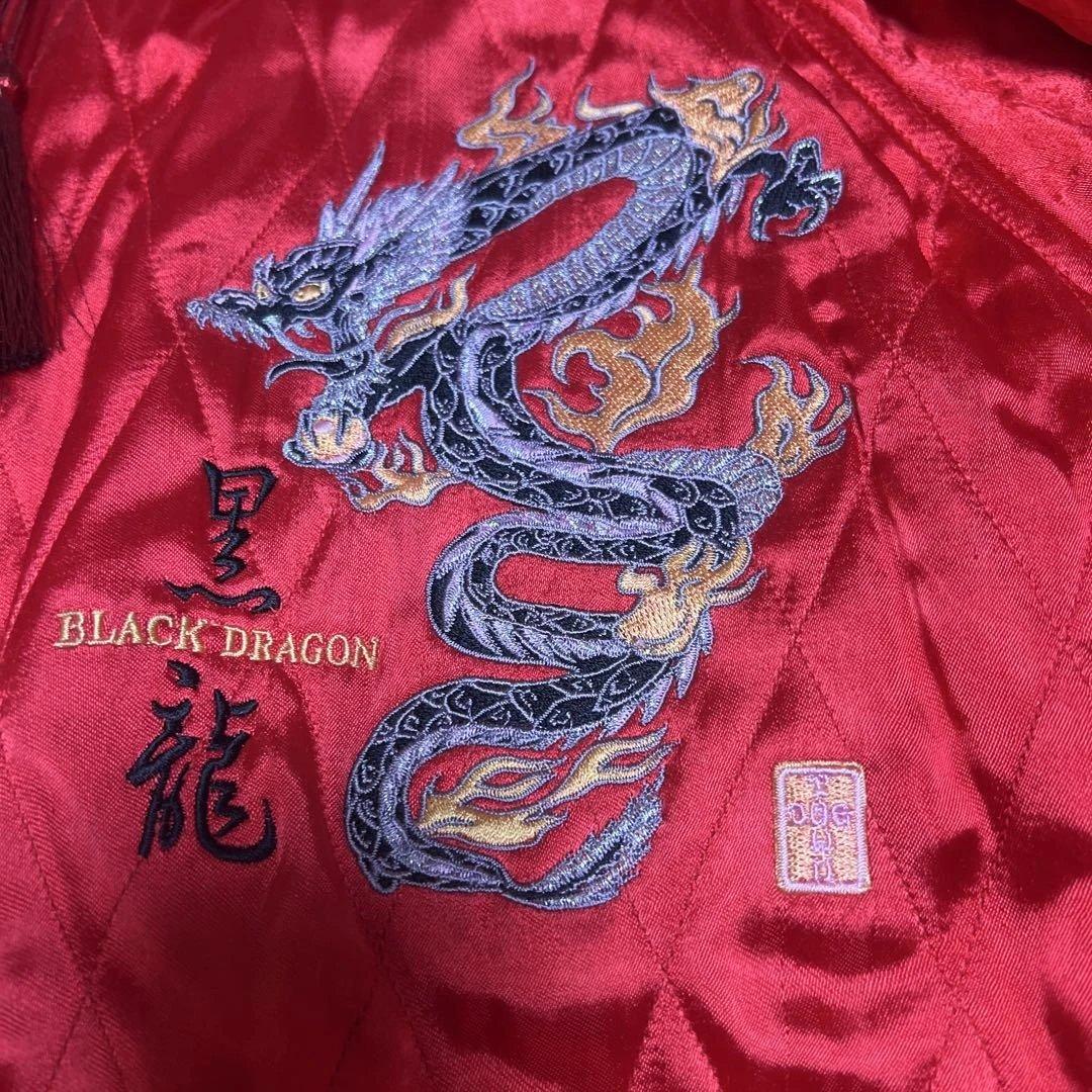 年始セール 刺繍 DOGTOWN スカジャン XL 黒龍 BLACKDRAGON