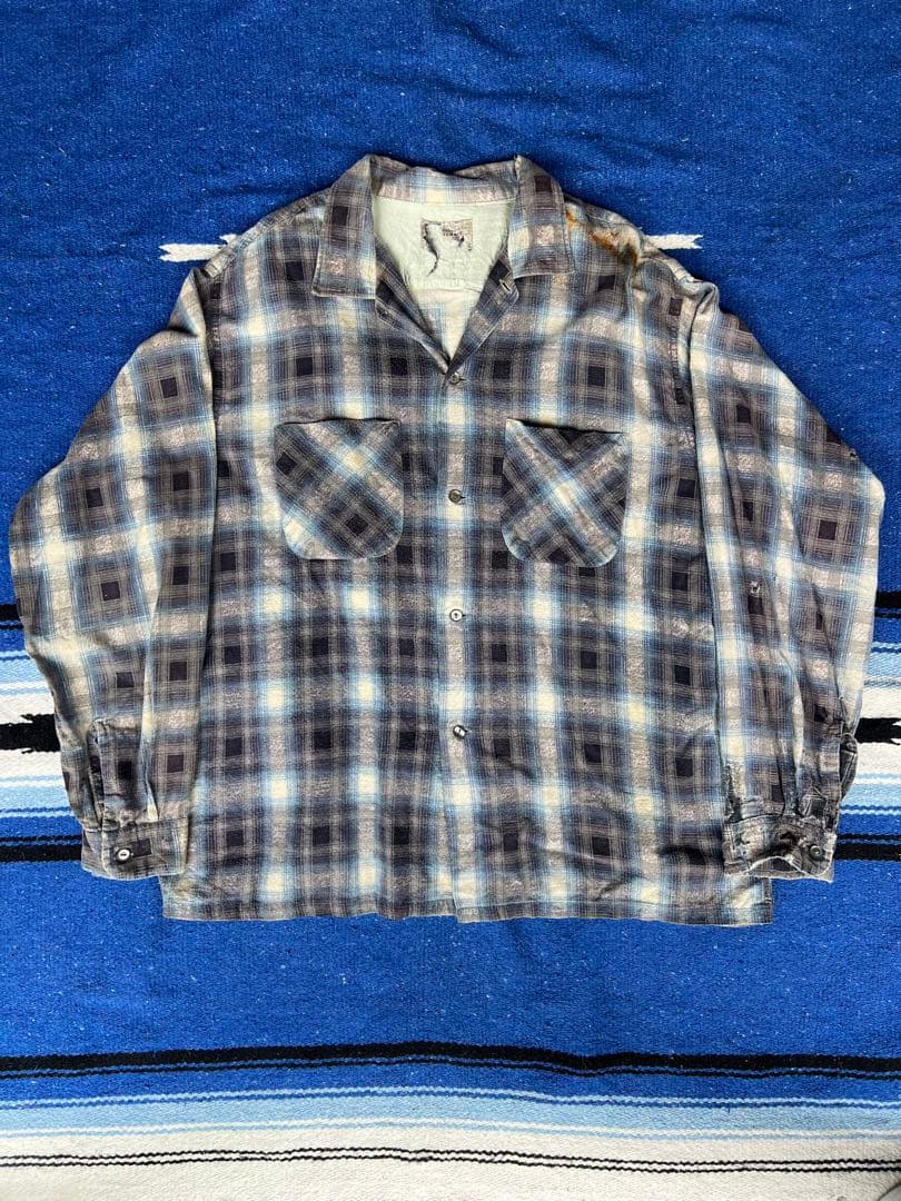 〈襤褸〉60s Towncraft オンブレチェックプリントネルシャツ