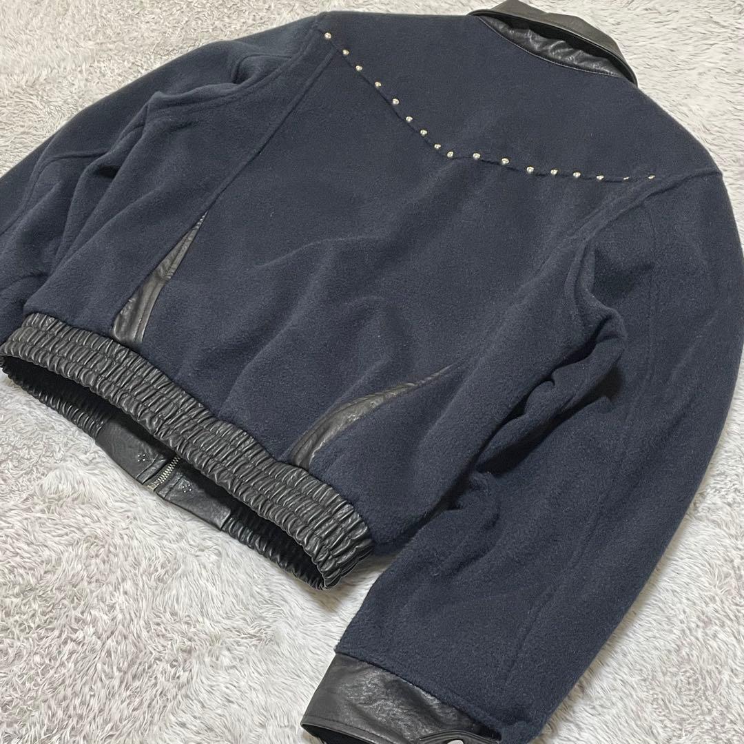 ヨーロ　ポイントレザージャケット　スタッズ　キルティング　短丈　レザーカラー　M