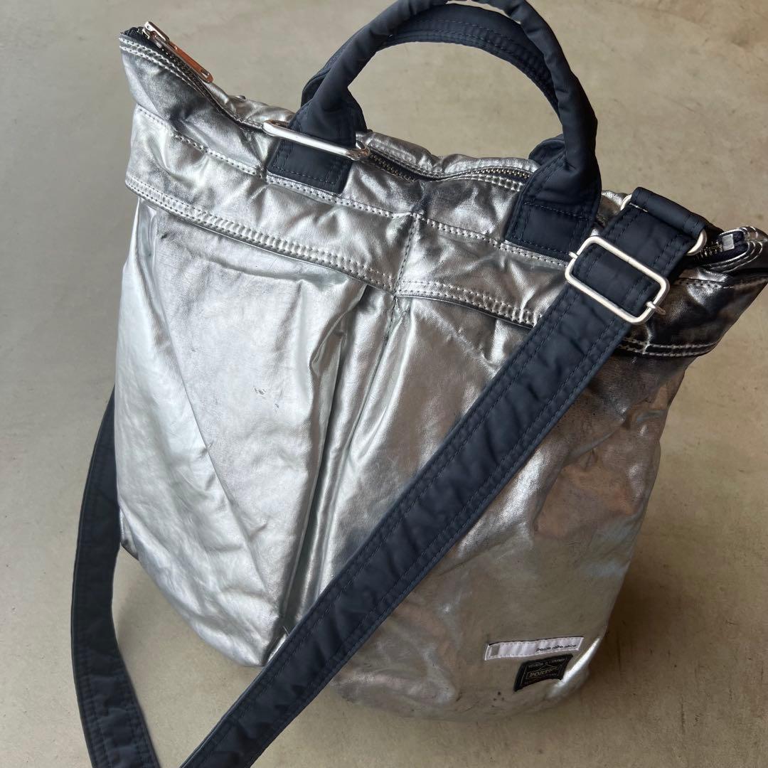 【PORTER×プティローブノアー】シルバー　箔　ヘルメットバッグ　ポーター