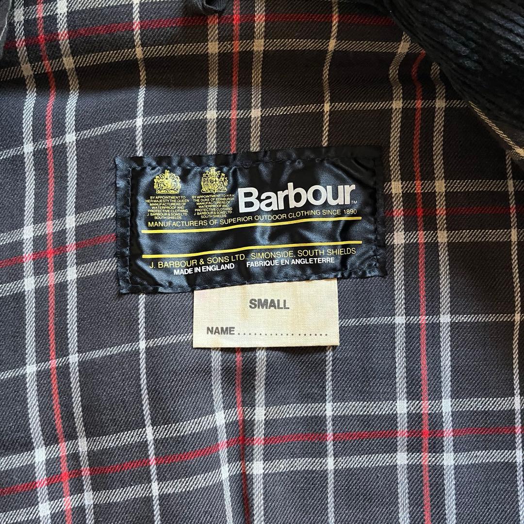 美品 Barbour オイルドベスト ネイビー S イングランド 2ワラント