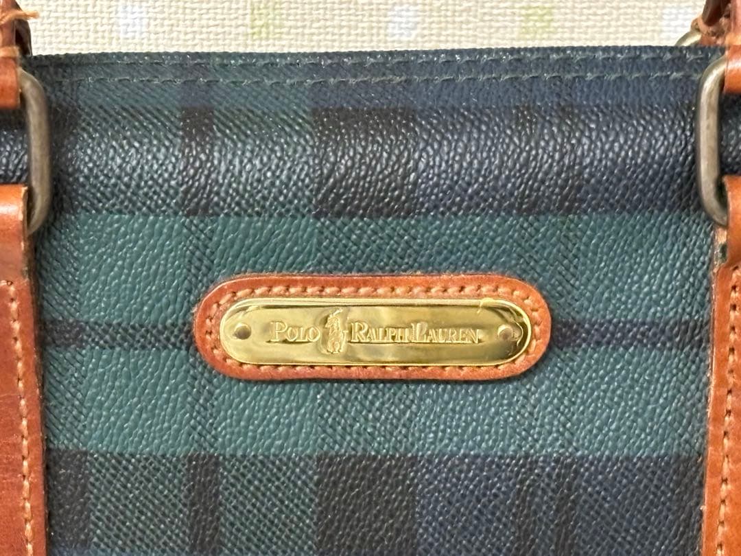 ✨美品✨ ポロラルフローレン ミドルボストンバッグ PVC レザー グリーン
