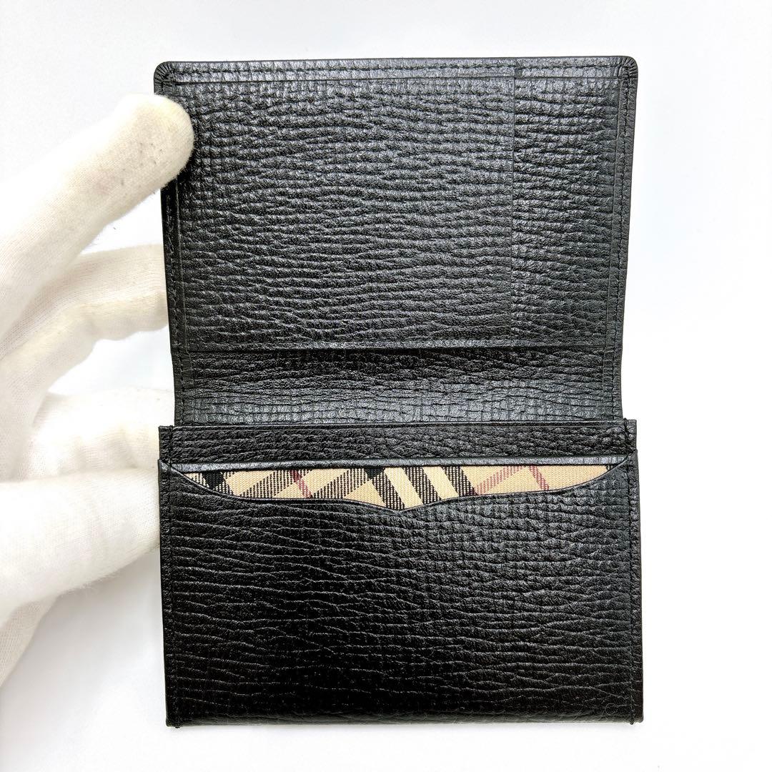 新品同様 ＊ BURBERRY バーバリー 型押し レザー 名刺入れ ブラック