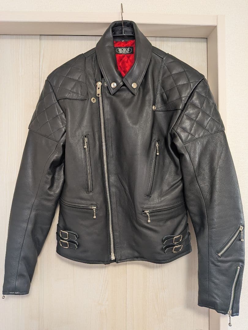美品　着用1回　Horn Works 本革 UKパッド ダブルライダース M 黒