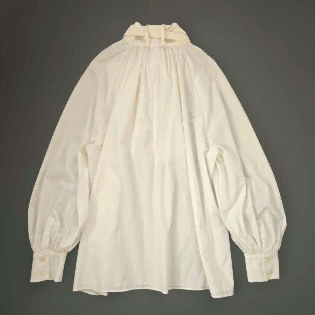 25SS 美品 UNTITLED ボウタイ付スタンドネック ボリュームブラウス