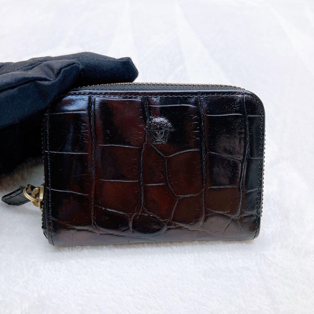 ✨綺麗✨VERSACE ヴェルサーチ ケース クロコ型押し ブラック