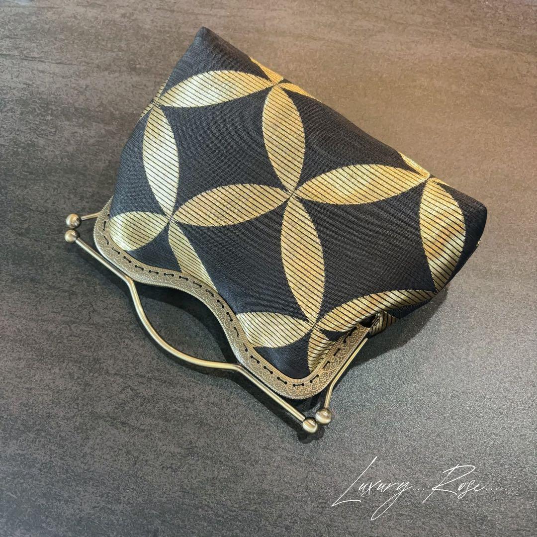 9月新作♡作家物斉藤三才の大迫力の黒金粋なデザイン煌めきお洒落な高級帯地バッグ