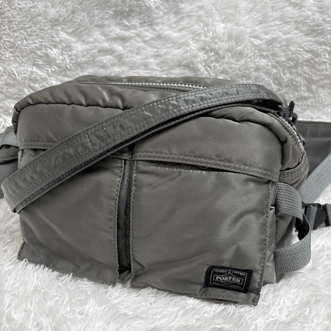 【廃盤】PORTER ボディバッグ グレー タンカー ショルダーベルト 2way