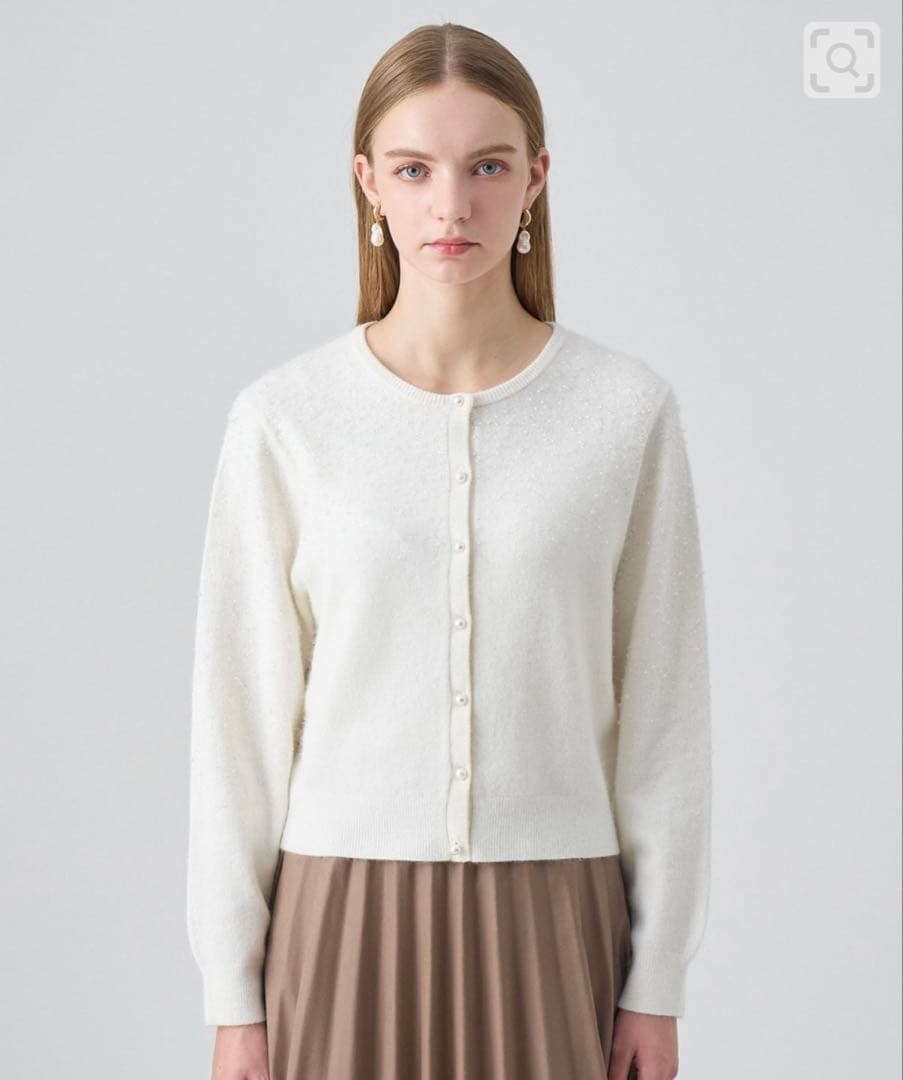 アナイ　リップルビーズカーディガン　オフホワイト　38サイズ