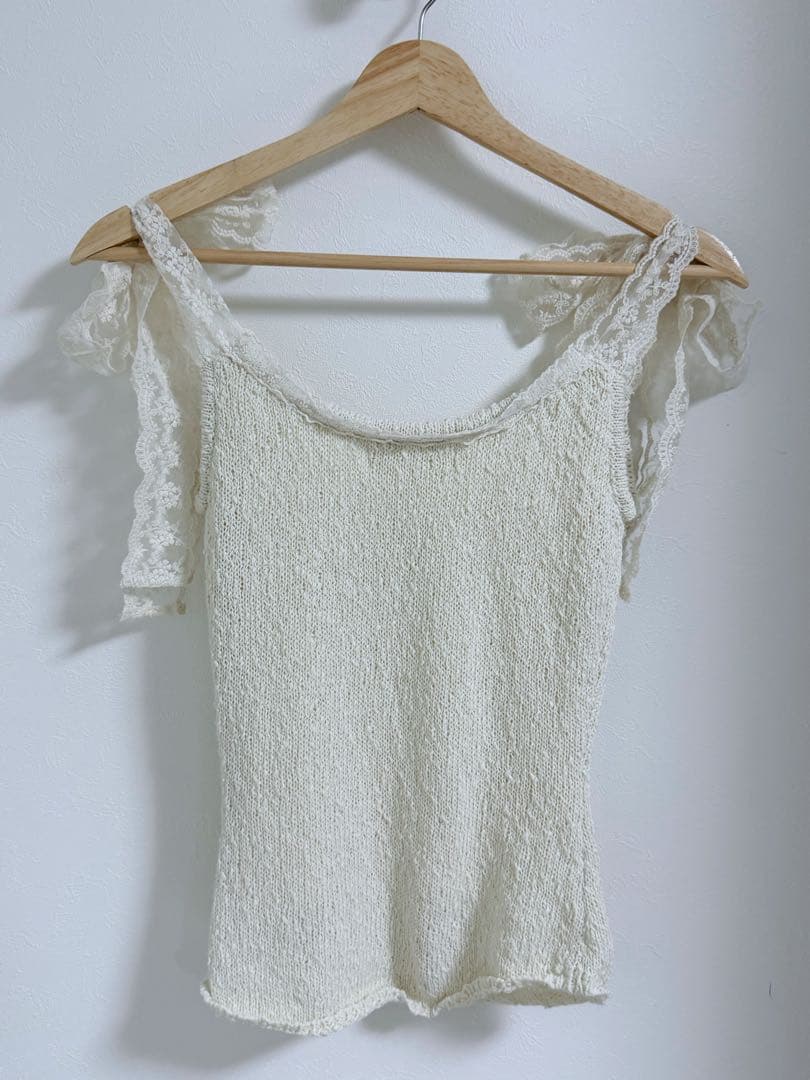 トップス Andmary cotton ribbon tank ivory