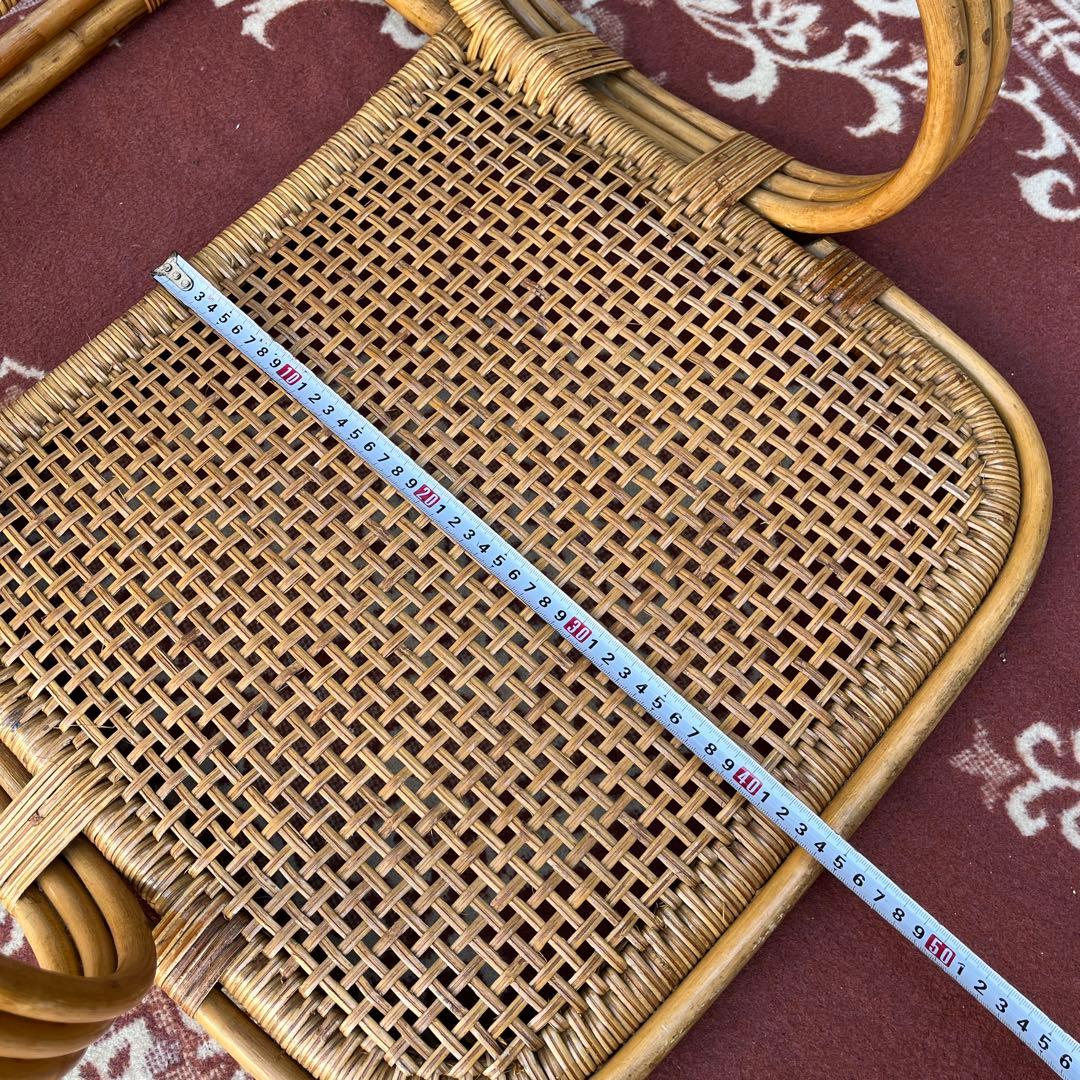 ビンテージ古家具◾️籐ラタン製 肘掛け付き 座椅子 ラタン家具 ナチュラル天然素材