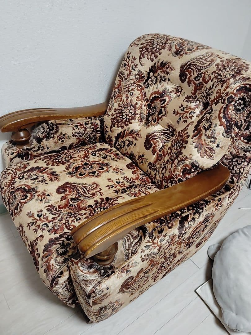 クラシック花柄ファブリック椅子　レトロ　福岡市内引き取り限定価格