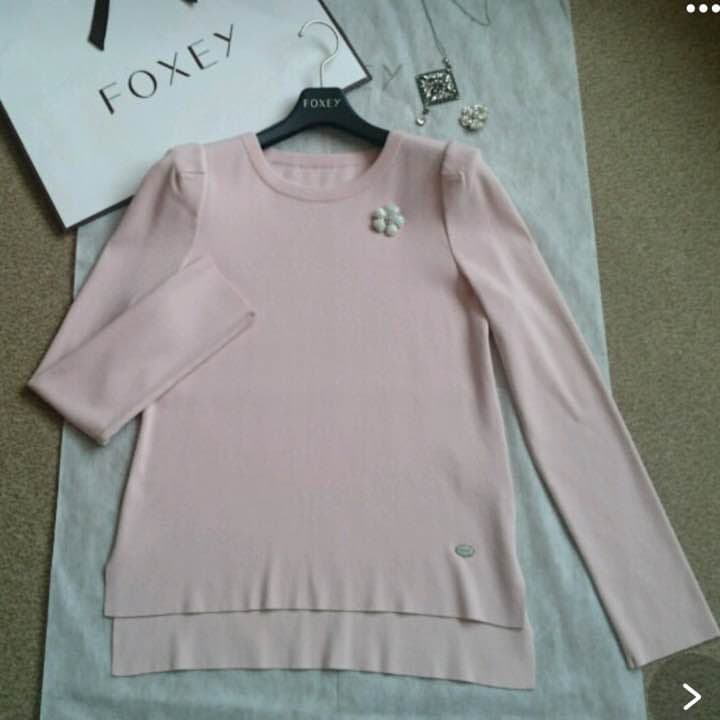 FOXEY 40 srim sweter デイジーピンク
