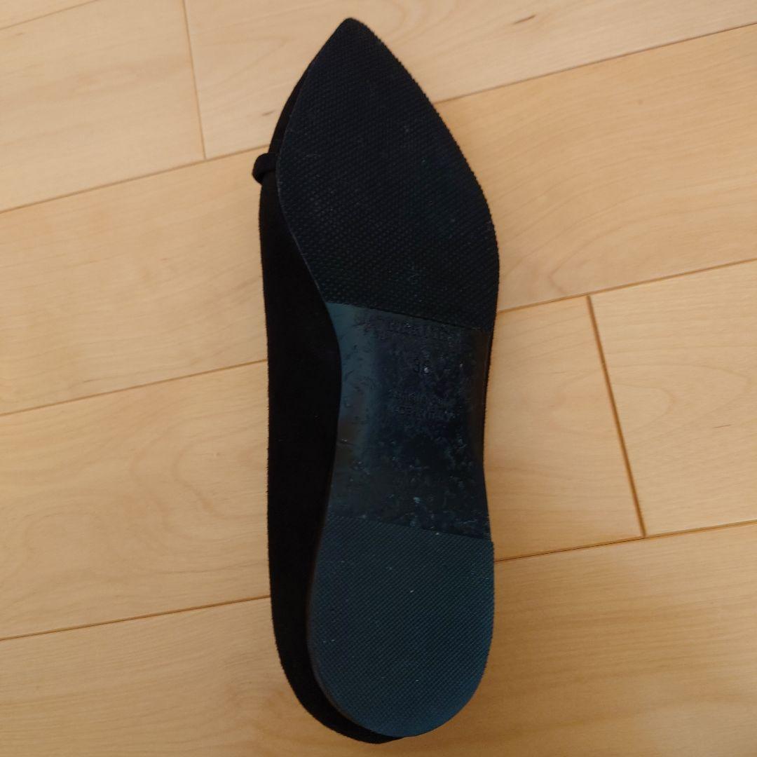 HERMES ブラック スエード ポインテッドトゥ　パンプス　アピ