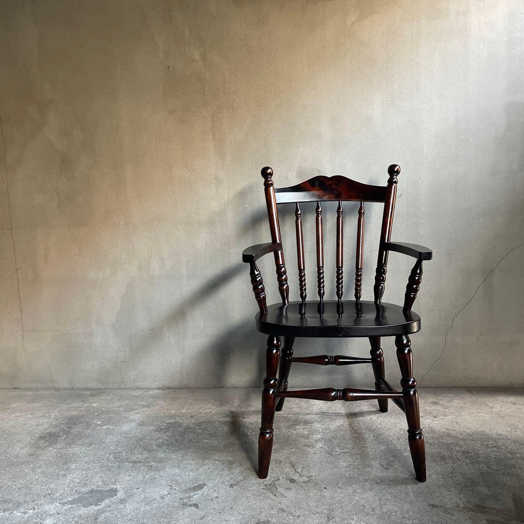 北海道民芸　アームチェア　カバ 樺 無垢材 食卓椅子 肘掛け椅子