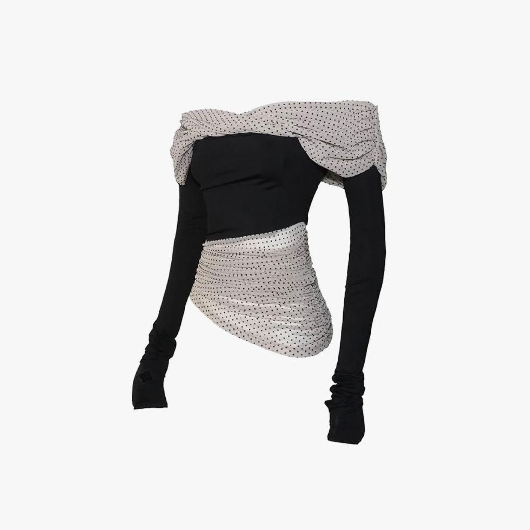 トップス the red thered S dot off shoulder tops