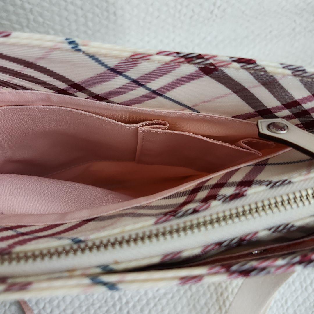 バーバリー ブルーレーベル　ショルダーバッグ　ノバチェック　ホワイト　ピンク