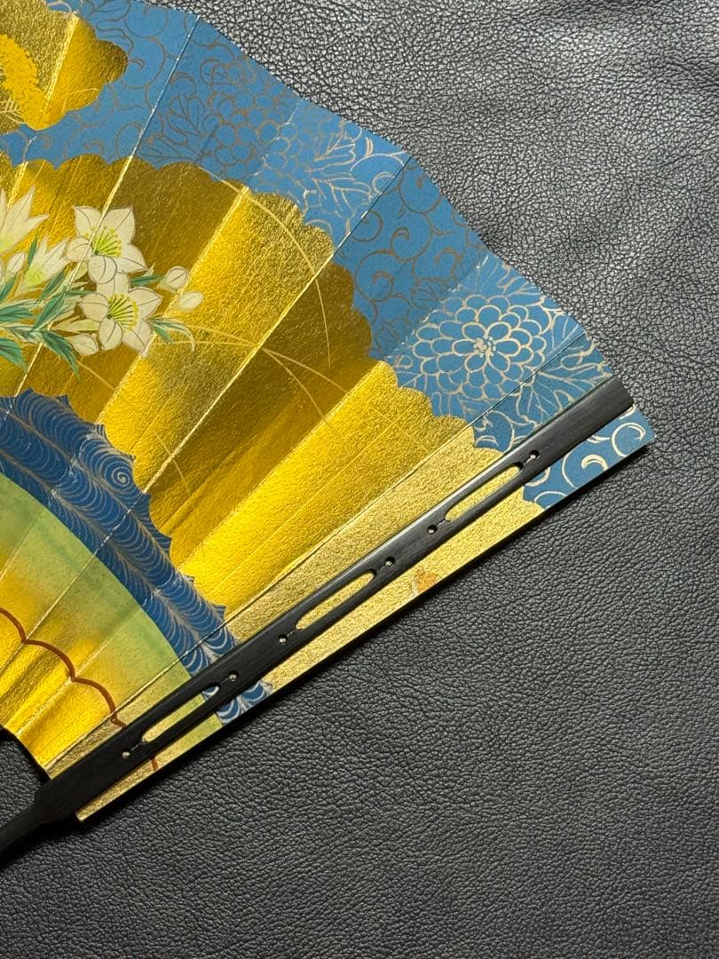 扇子　33.5cm 十松屋福井扇舗　狂女扇　妻紺　秋草図　仕舞扇　能楽　着物