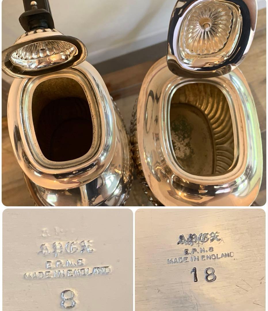 英国アンティーク 銀食器 クイーンアンスタイル アフタヌーンティーセット