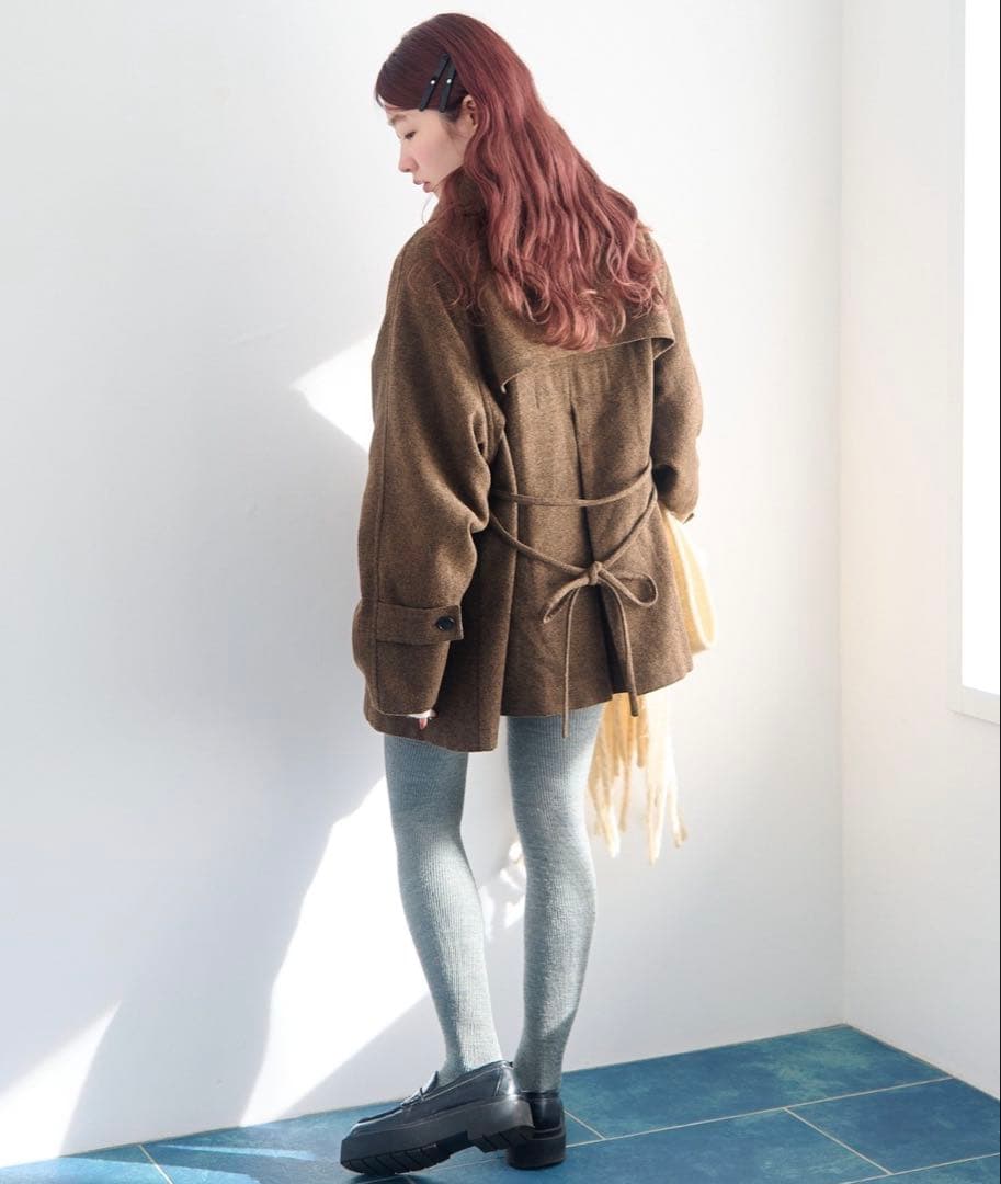 Kastane グレー ダッフルフレアコート ベスト付き