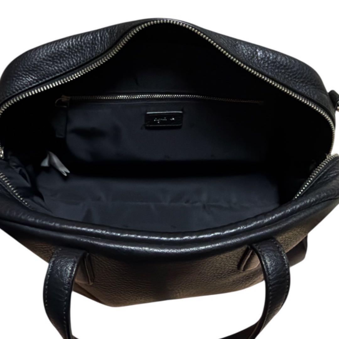 美品 agnes b 本革 2way ミニボストンバッグ エンボスロゴ ブラック