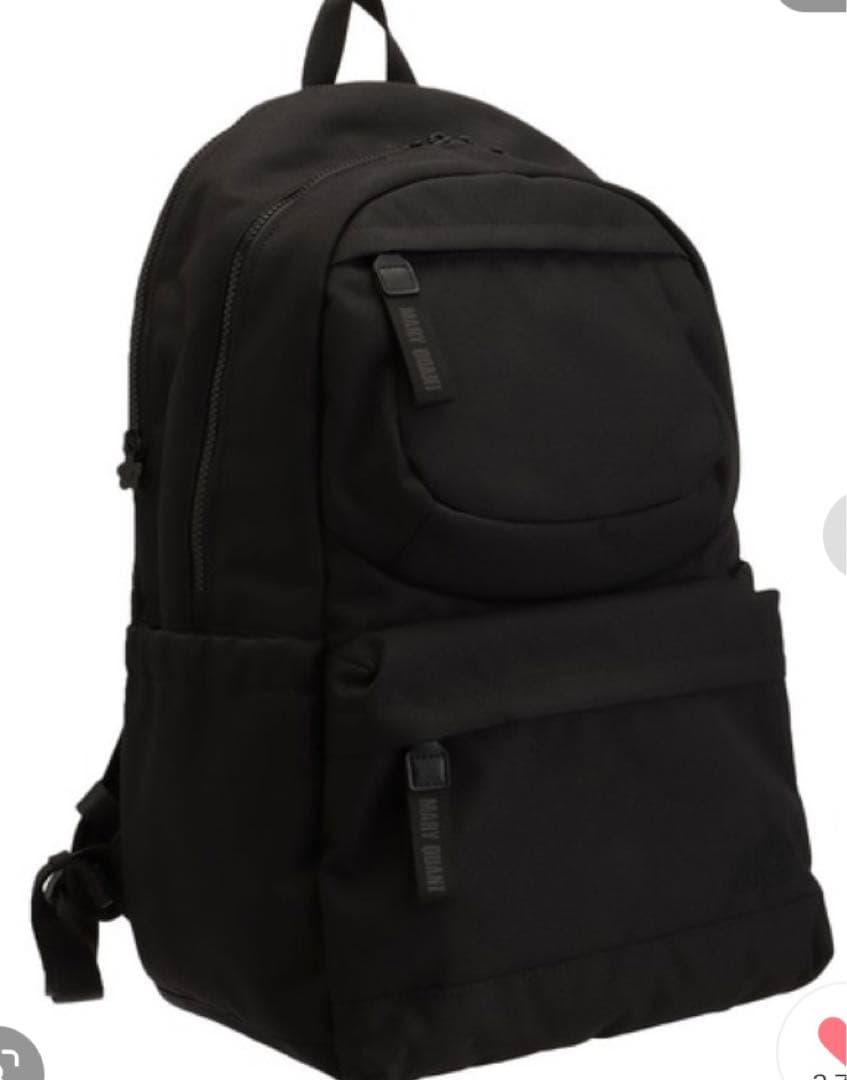 マリークワント オールブラックシンプルロゴ リュックL