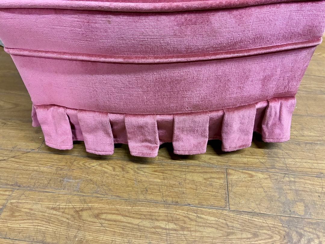 みるく☆管404☆イタリア製☆アンティーク☆ピンクファブリックソファー