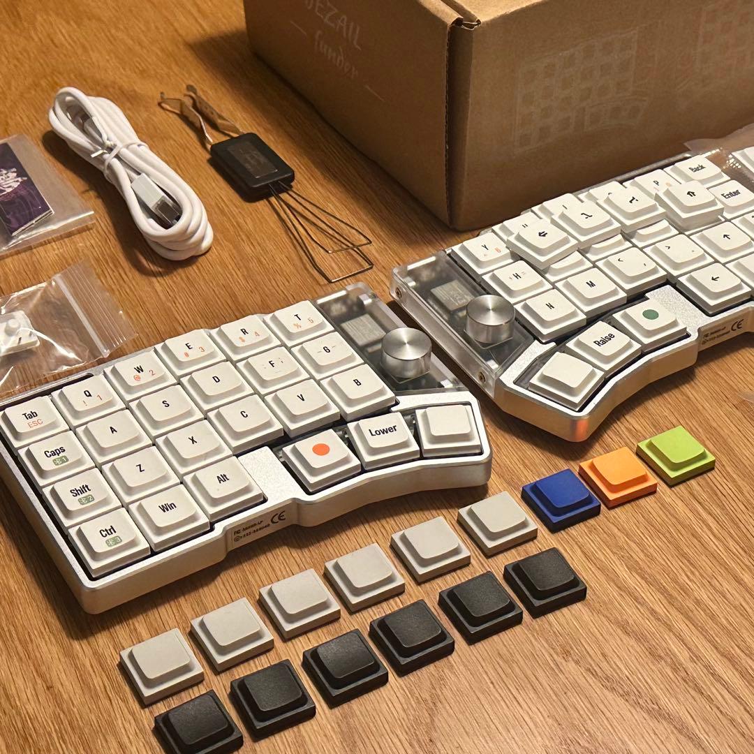 Cornix LP 無線分割キーボード シルバー+無刻印キーキャップ各