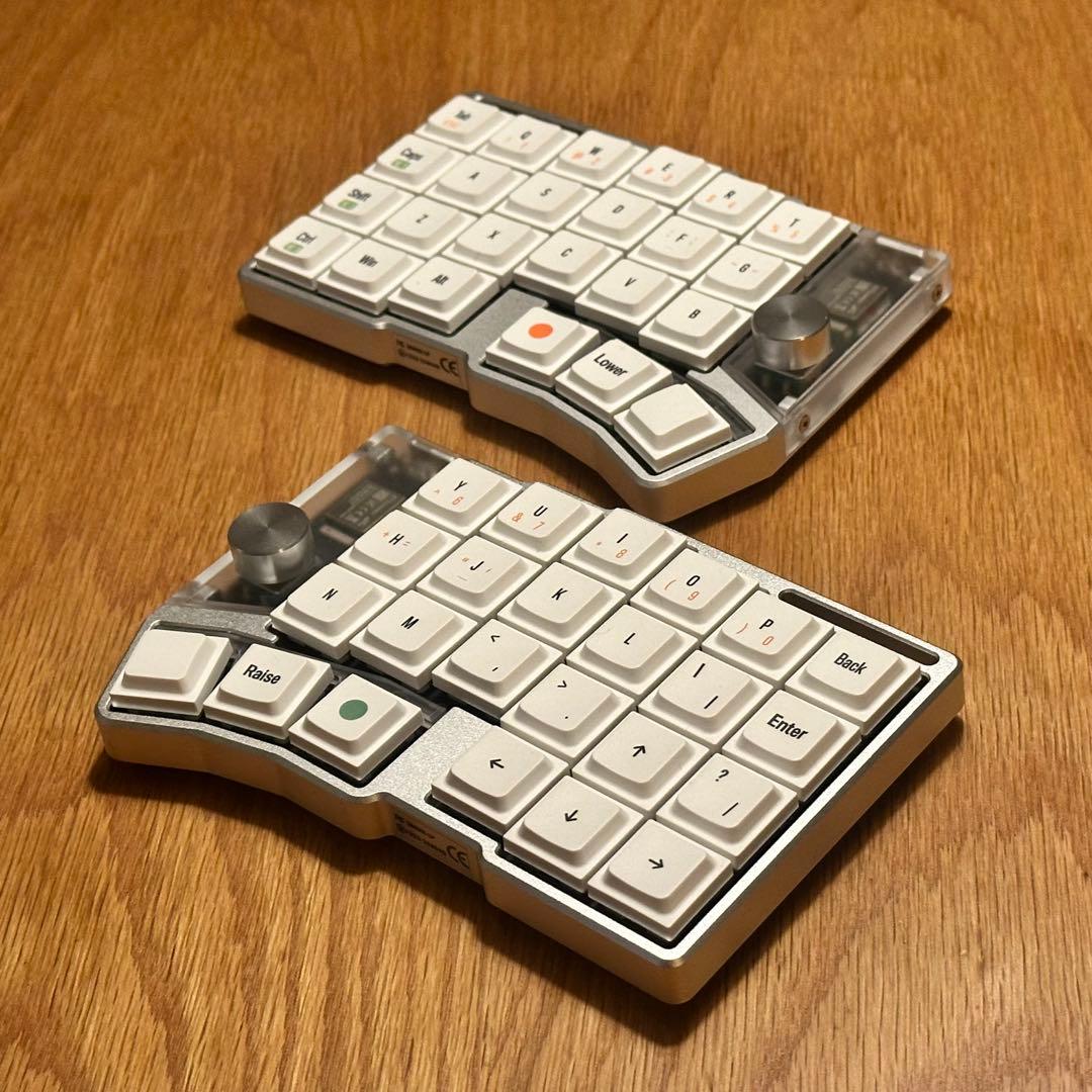 Cornix LP 無線分割キーボード シルバー+無刻印キーキャップ各