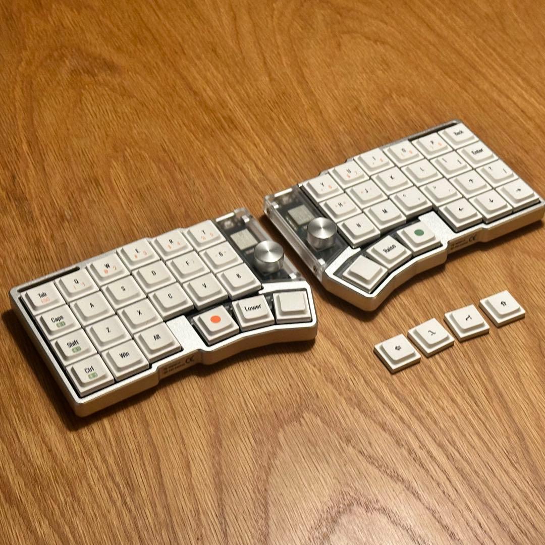 Cornix LP 無線分割キーボード シルバー+無刻印キーキャップ各