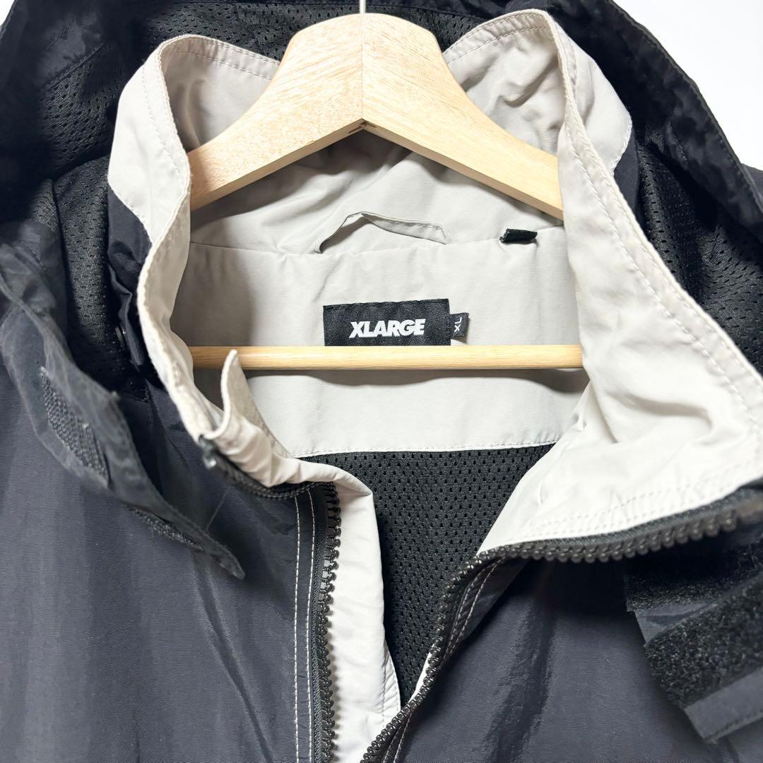 エクストララージ ツートーン ナイロン フーデッド ジャケット ブラック XL