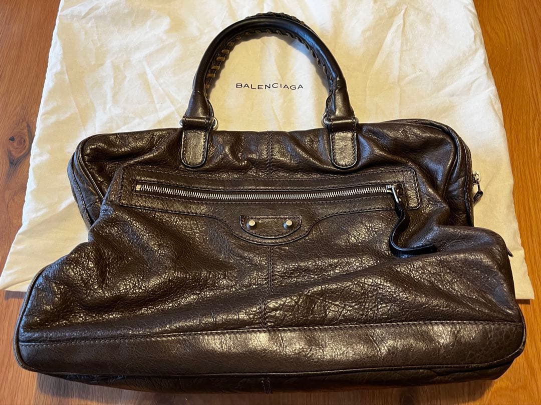 BALENCIAGA ブラウンレザー ビジネスバッグ