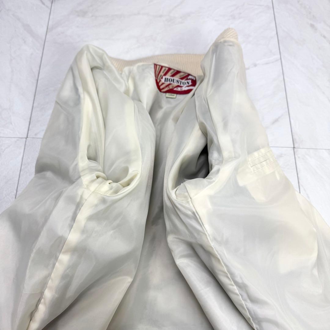 Houston スカジャン 別珍 龍 鳥 ベロア 刺繍 L ネイビー