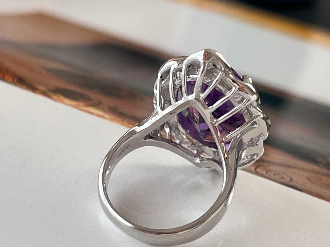Mary様天然アメジスト 10ctSILVERヴィンテージリングB113