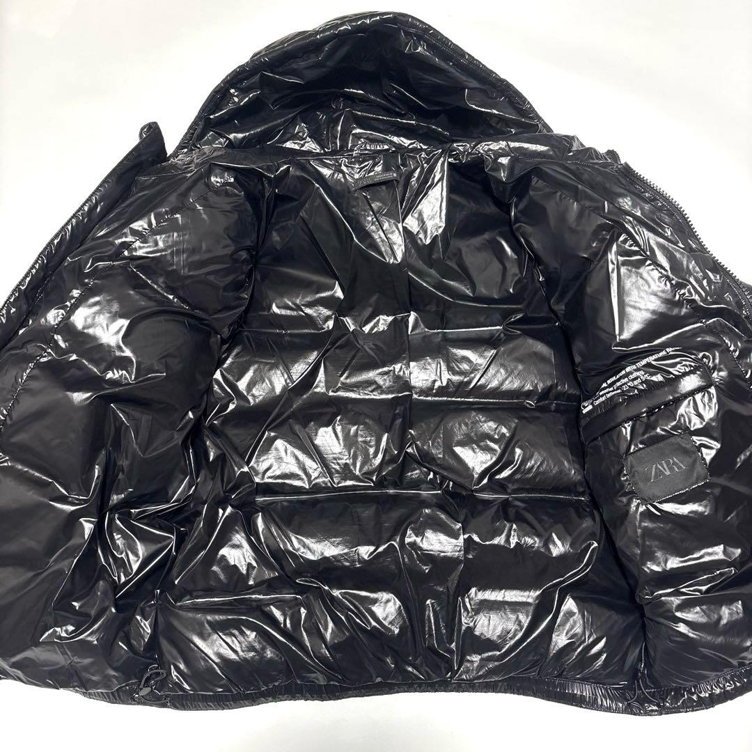 ✨美品✨ザラ 光沢 ダウンジャケット【40】M ブラック Y2K肉厚