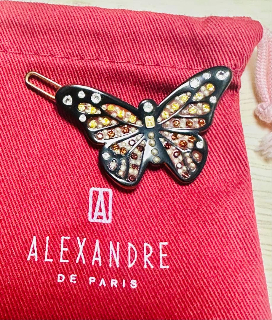 美品　alexandre de paris 蝶　ヘアピン　ポールピン