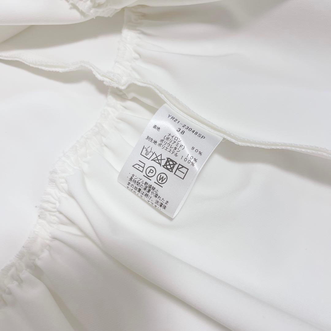 人気⭐︎ヨリ　yori ティアードストレッチブラウス　ホワイト　セレモニー　38