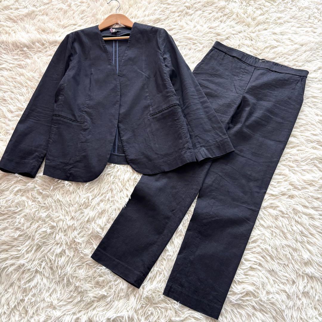 セオリー23SSパンツスーツセットアップEco Crunchリネン混大きいサイズ