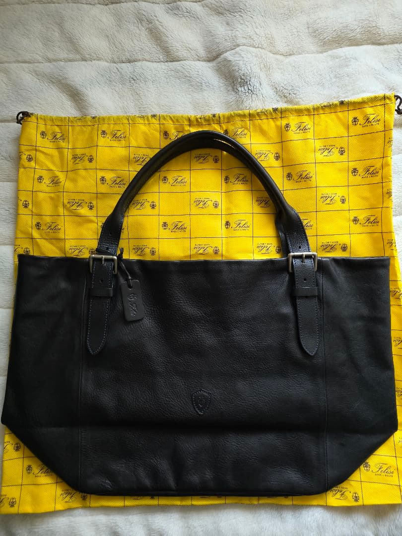 美品　felisiフェリージトートバッグ　オールレザー　ネイビー