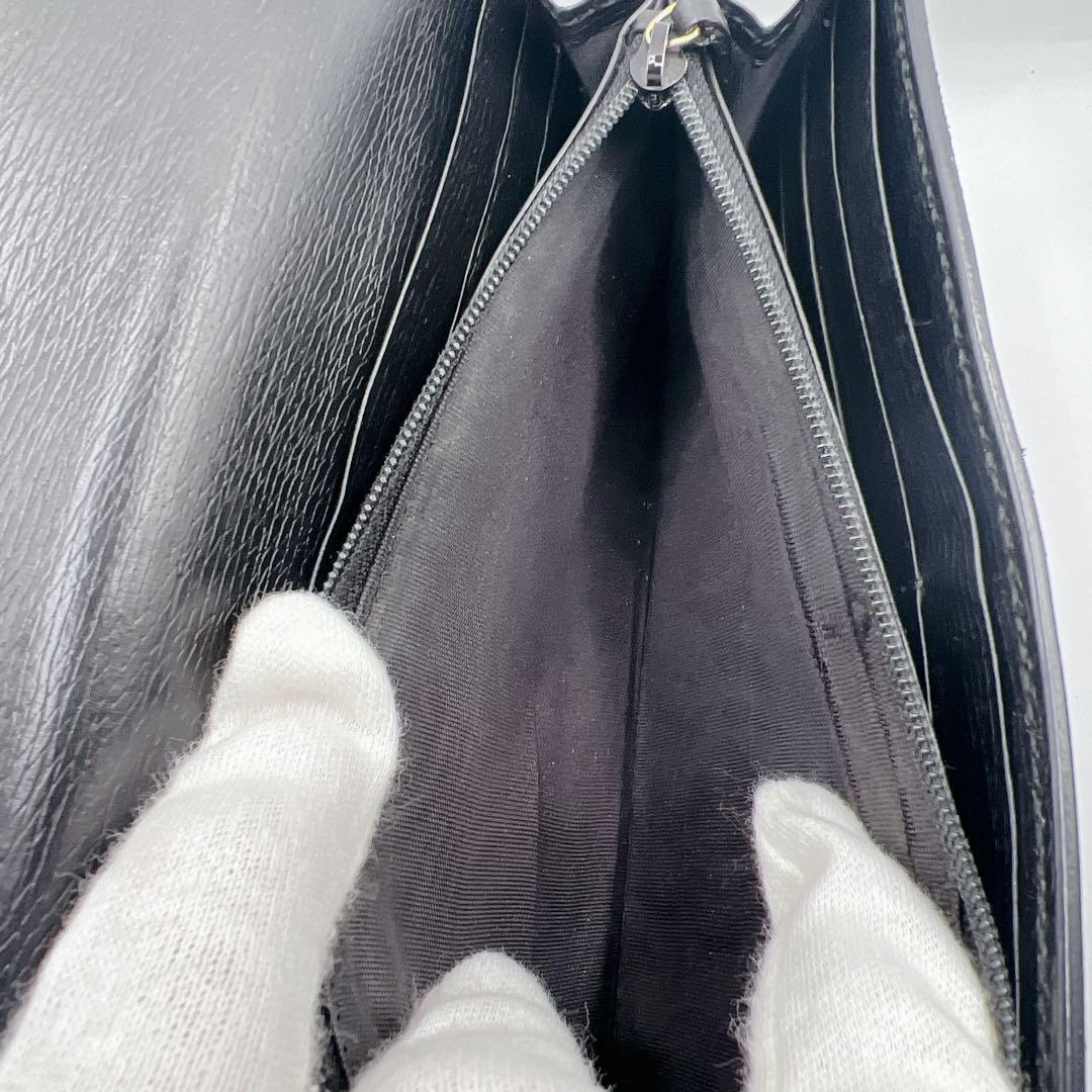 GUCCI インターロッキングG レザー 長財布 ブラック 正規品　シボ革