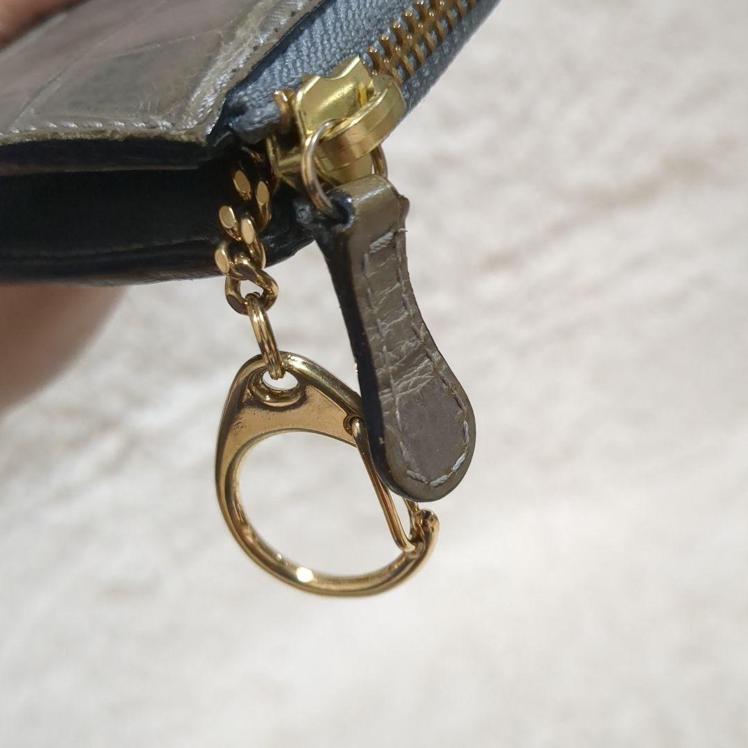 【美品】Felisiケース1074ミニ財布レザークロコダイル型押し小銭入れ